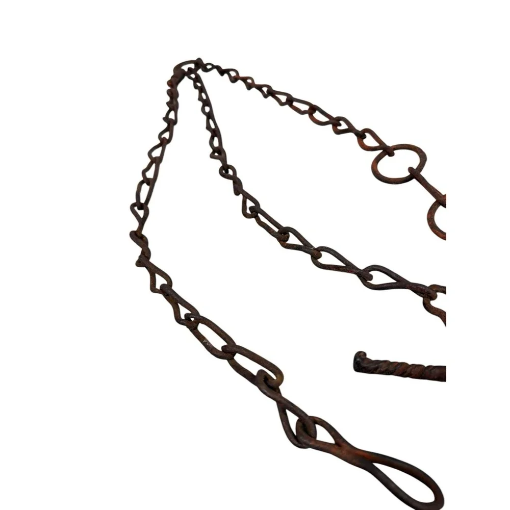 VINTAGE Antique bull or horse 3 piece leader neck chain‎ Rust Primitive